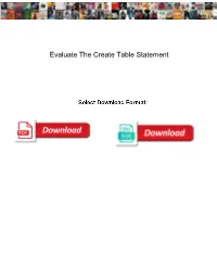 Evaluate the Create Table Statement