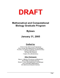 Mathematical and Computational Biology Graduate Program Bylaws