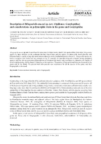 Opiliones: Gonyleptidae) and Considerations on Polymorphic Traits in the Genus and Gonyleptidae