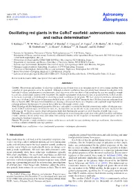 Oscillating Red Giants in the Corot Exofield: Asteroseismic Mass and Radius Determination*