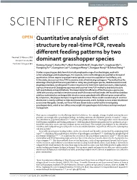 Quantitative Analysis of Diet Structure by Real-Time PCR, Reveals Different