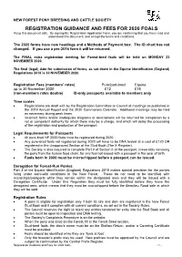 REGISTRATION GUIDANCE and FEES for 2020 FOALS Keep This Document Safe