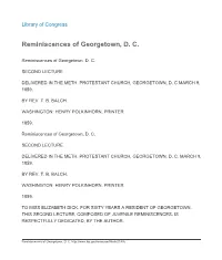Reminiscences of Georgetown, D. C.: Second Lecture Delivered in The