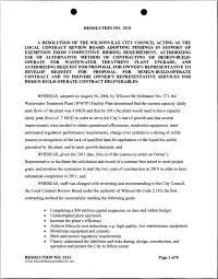 Resolution No. 2131 a Resolution of the Wilsonville City Council Acting As the Local Contract Review Board Adopting Findings In