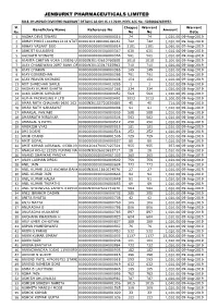 2018-19 UNPAID DIVIDEND WARRANT DETAILS AS on 15.11.2019, HDFC A/C No.: 50200042429972