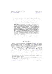 An Introduction to Quantum Annealing