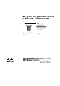 Management Through Firewalls in Relation to Microsoft NT and Windows 2000