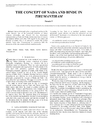 The Concept of Nada and Bindu in Tirumantiram