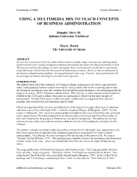 Using a Multimedia Mix to Teach Concepts of Business Administration