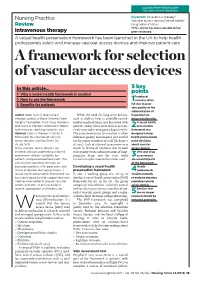 A Framework for Selection of Vascular Access Devices