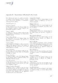 Appendix B—Nominations Submitted to the Senate