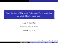 Distribution of Rational Points on Toric Varieties: a Multi-Height Approach
