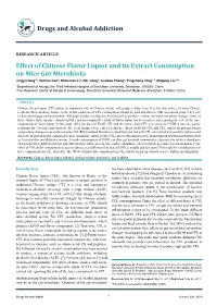 Effect of Chinese Flavor Liquor and Its Extract Consumption on Mice Gut Microbiota