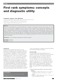 First Rank Symptoms: Concepts and Diagnostic Utility