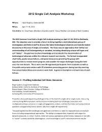 2012 Single Cell Analysis Workshop