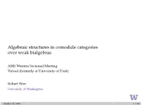 Algebraic Structures in Comodule Categories Over Weak Bialgebras