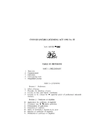 CONVEYANCERS LICENSING ACT 1992 No