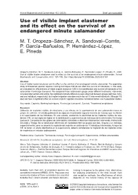 Use of Visible Implant Elastomer and Its Effect on the Survival of an Endangered Minute Salamander