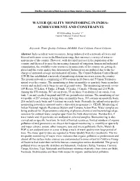 Water Quality Monitoring in India- Achievements and Constraints