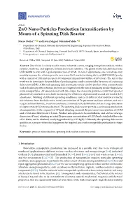 Zno Nano-Particles Production Intensification by Means of A
