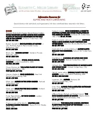 Alpine and Rock Gardening Resource List