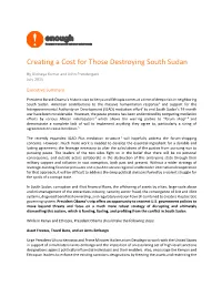 Creating a Cost for Those Destroying South Sudan