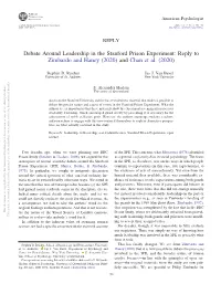 Debate Around Leadership in the Stanford Prison Experiment: Reply to Zimbardo and Haney (2020) and Chan Et Al
