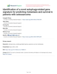 Identification of a Novel Autophagy-Related Gene Signature