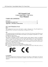 PCI Sound Card User Manual