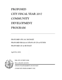 Proposed City Fiscal Year 2017 Community Development Program