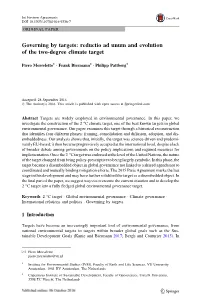 Reductio Ad Unum and Evolution of the Two-Degree Climate Target