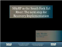 Sharp in the South Fork Eel River: the Next Step for Recovery Implementation
