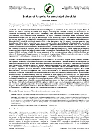 Snakes of Angola: an Annotated Checklist 1,2William R