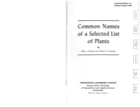 STB117 Common Names of a Selected List of Plants