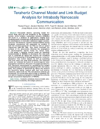 Terahertz Channel Model and Link Budget Analysis for Intrabody Nanoscale Communication Hadeel Elayan, Student Member, IEEE, Raed M