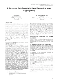 A Survey on Data Security in Cloud Computing Using Cryptography