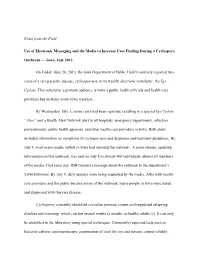 Notes from the Field Use of Electronic Messaging and the Media to Increase Case Finding During a Cyclospora Outbreak — Iowa, J