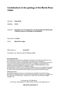Contributions to the Geology of the Monte Rosa Nappe