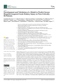 Development and Validation of a Model to Predict Severe Hospital-Acquired Acute Kidney Injury in Non-Critically Ill Patients