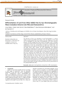 Differentiation of Lard from Other Edible Fats by Gas Chromatography- Flame Ionisation Detector (GC-FID) and Chemometrics