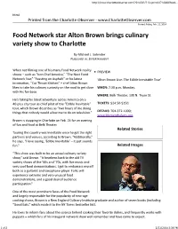 Food Network Star Alton Brown Brings Culinary Variety Show to Charloe