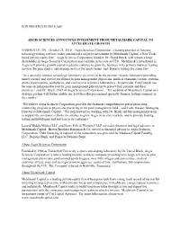 For Immediate Release