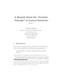 “Geodesic Principle” in General Relativity∗