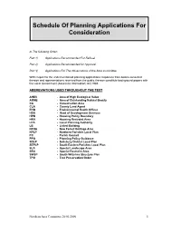 Schedule of Planning Applications for Consideration