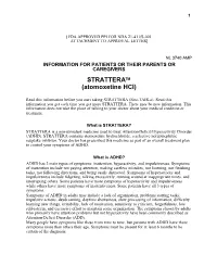Stratteraä (Atomoxetine Hcl)