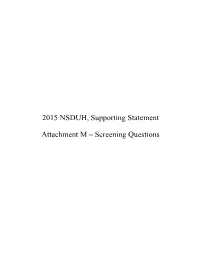 2015 NSDUH, Supporting Statement Attachment M