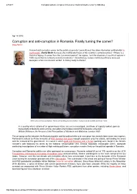 Corruption and Anticorruption in Romania. Finally Turning the Corner?