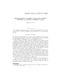 Generalization of K¨Ahler Angle and Integral Geometry in Complex