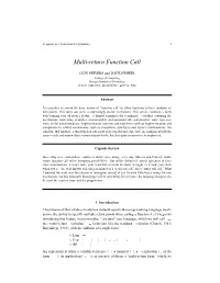 Multi-Return Function Call