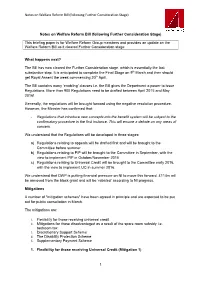Notes on Welfare Reform Bill (Following Further Consideration Stage)